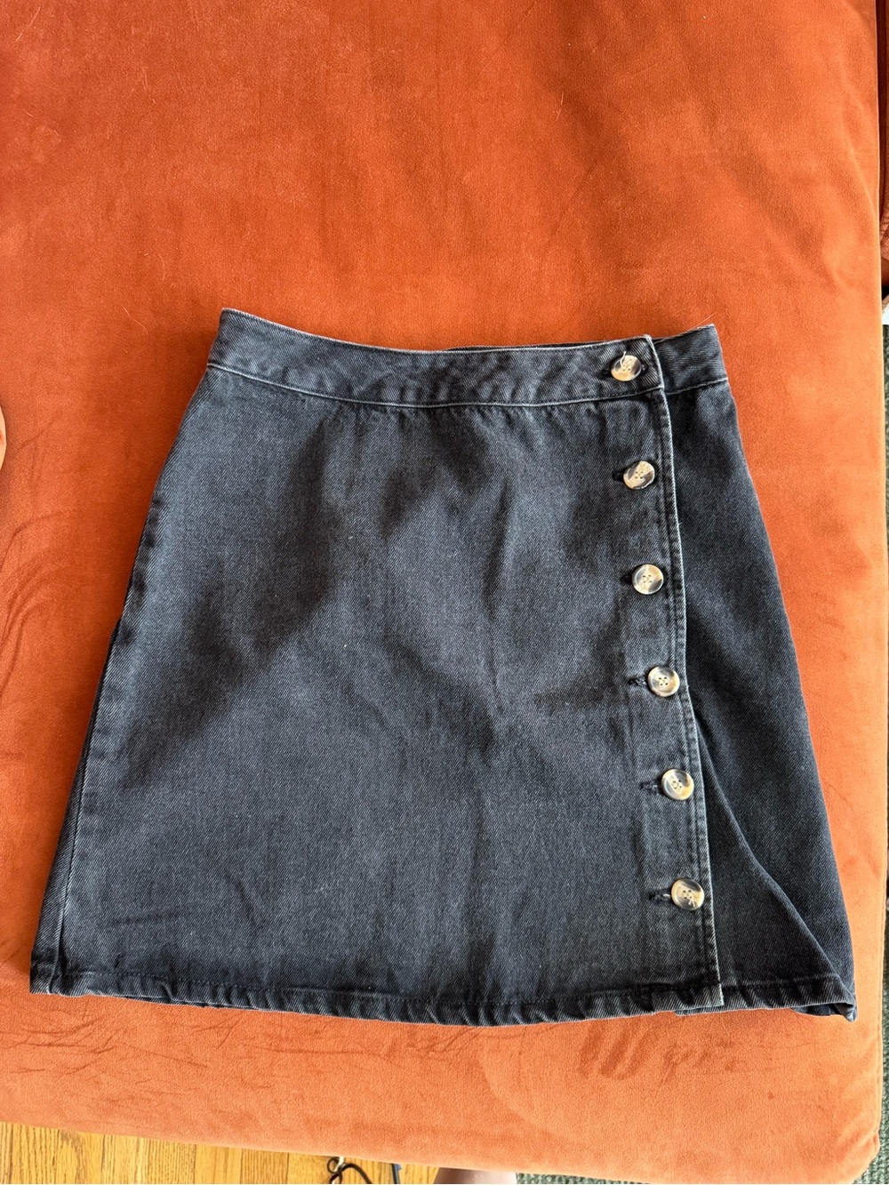 Asos Denim Button-Front A-Line Mini Skirt US4